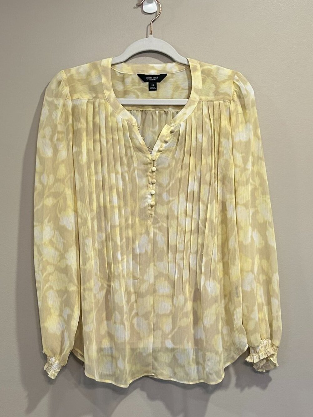 Simply Vera Vera Wang long-sleeve top - semi-sheer w/tank-style camisole liner